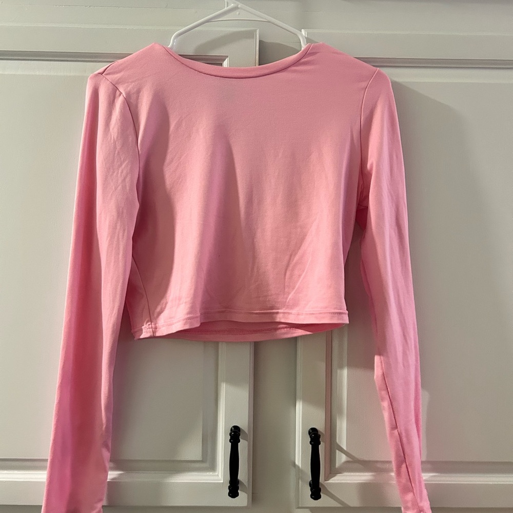 Pink Long Sleeve Crop Top